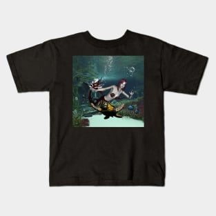 Wonderful mermaid with turtle Kids T-Shirt